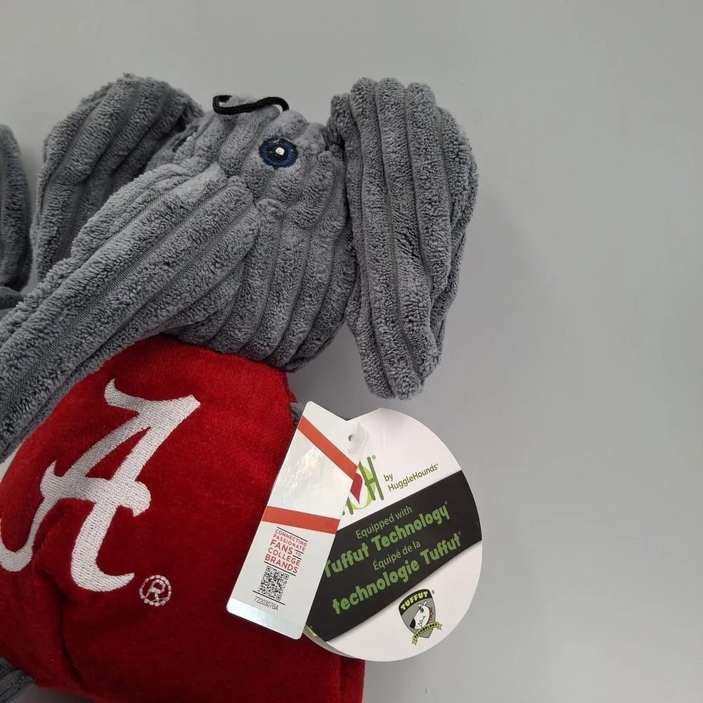 Alabama Crimson Tide HuggleHounds Tuffut Tech Elephant Dog Toy Plush Red Gray NW